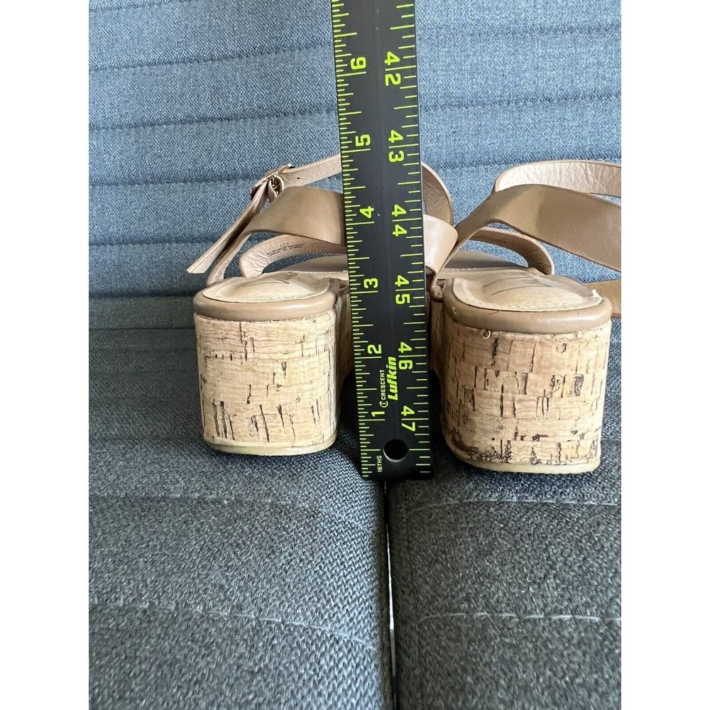 Lulus Platform Cork Wedge Strap Tan Ankle Strap Sandal Womens Size 7 - Picture 6 of 11